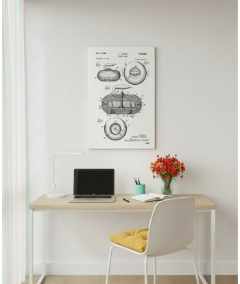 Pierre de curling 1965  - Tabeau sur cadre en bois